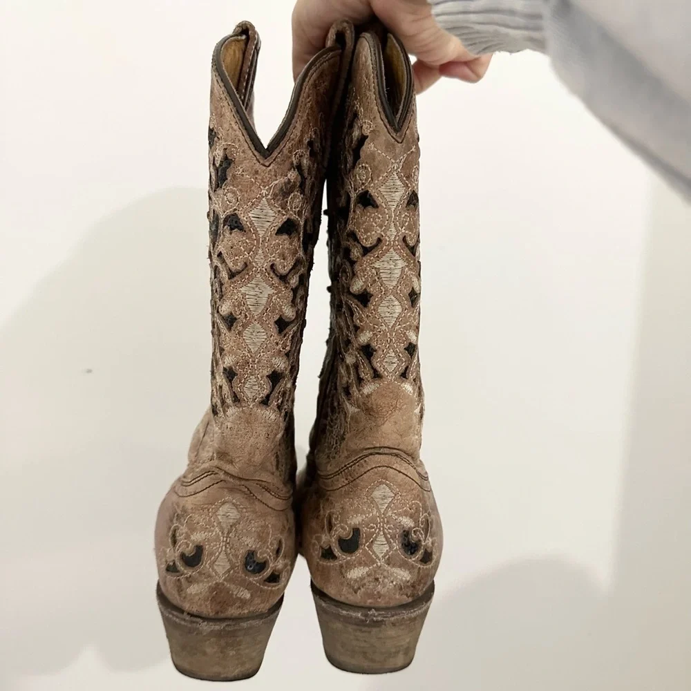 Corral girl Black Sequin Inlay Square Toe Western Boots A3648 3 1/2